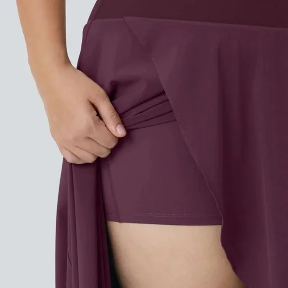 Halara Breezeful Skirt 3X Skirt High Waisted High Low Ruffle 2-in-1 Flow Midi - Picture 3 of 9